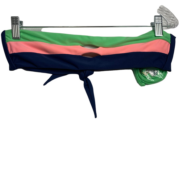 PQ Swim Bandeau Stripe Cut Out Bikini Top Wire Sides Attachable Strap New Small‎ - Picture 1 of 9